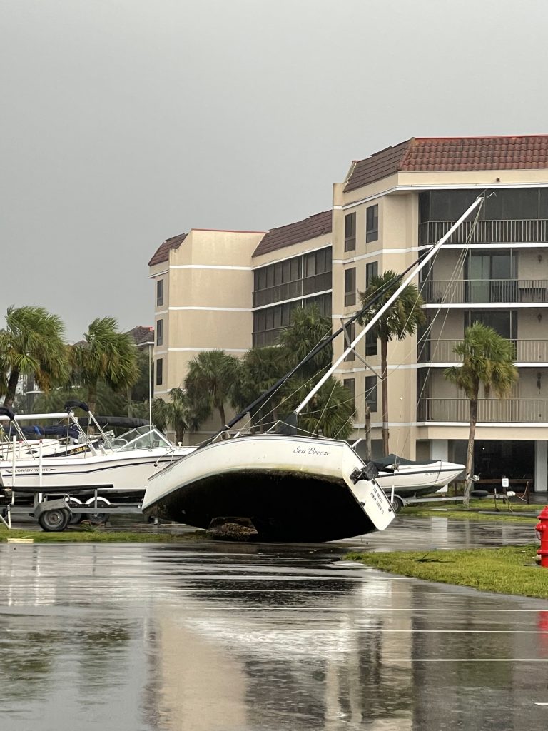 Hurricane flipped sailboat